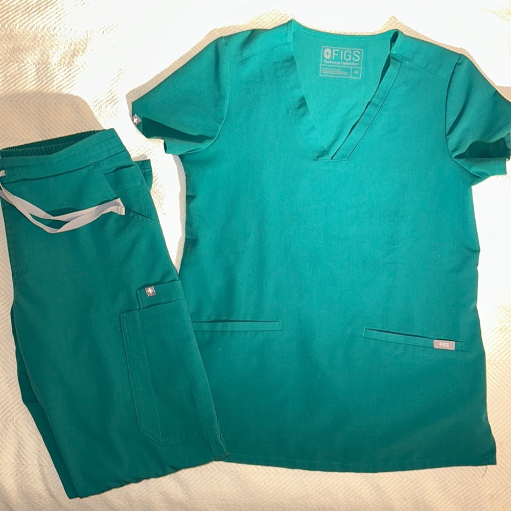 Figs scrub set, Kelly green, size xsmall.